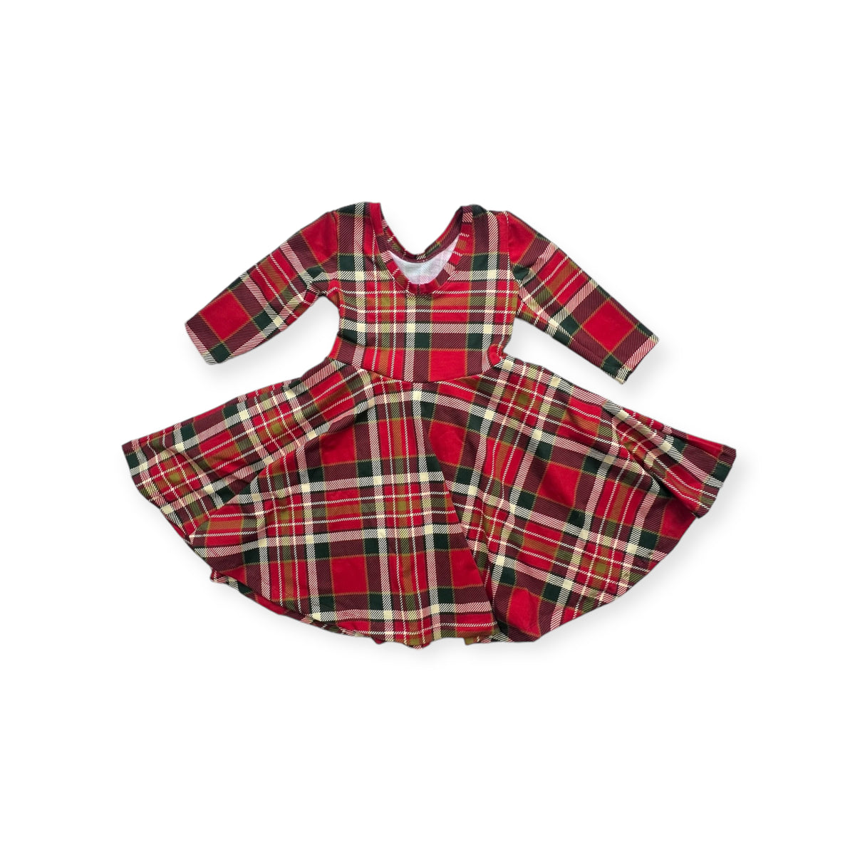Elle Twirl Dress [3/4 Sleeve] in 'Classic Plaid' -Ready to Ship