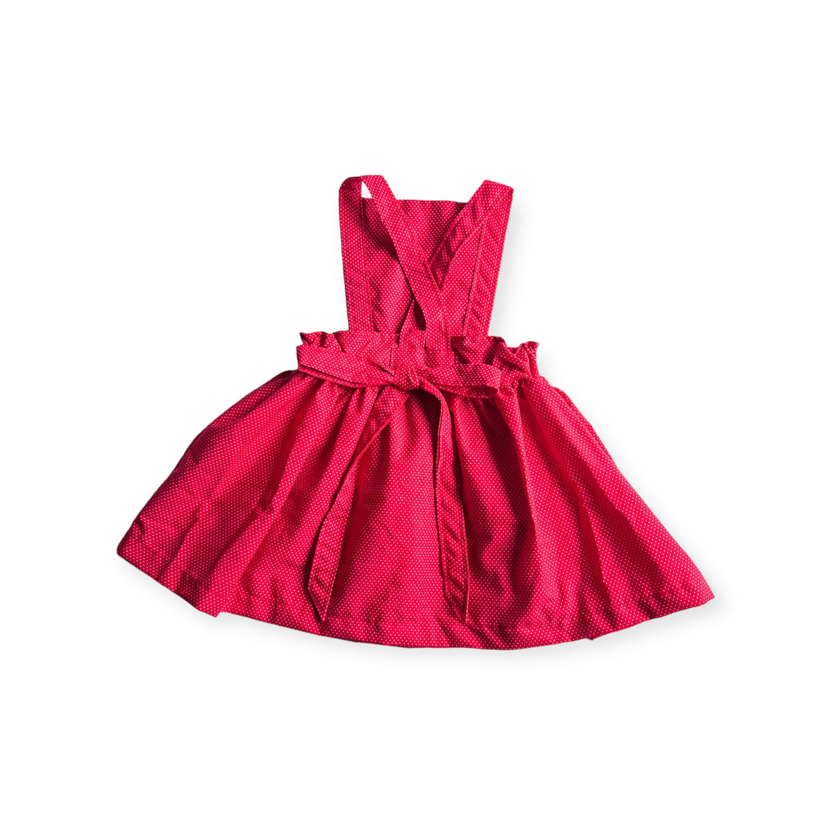 Heidi Pinafore in 'Ruby Dots' - Ready To Ship