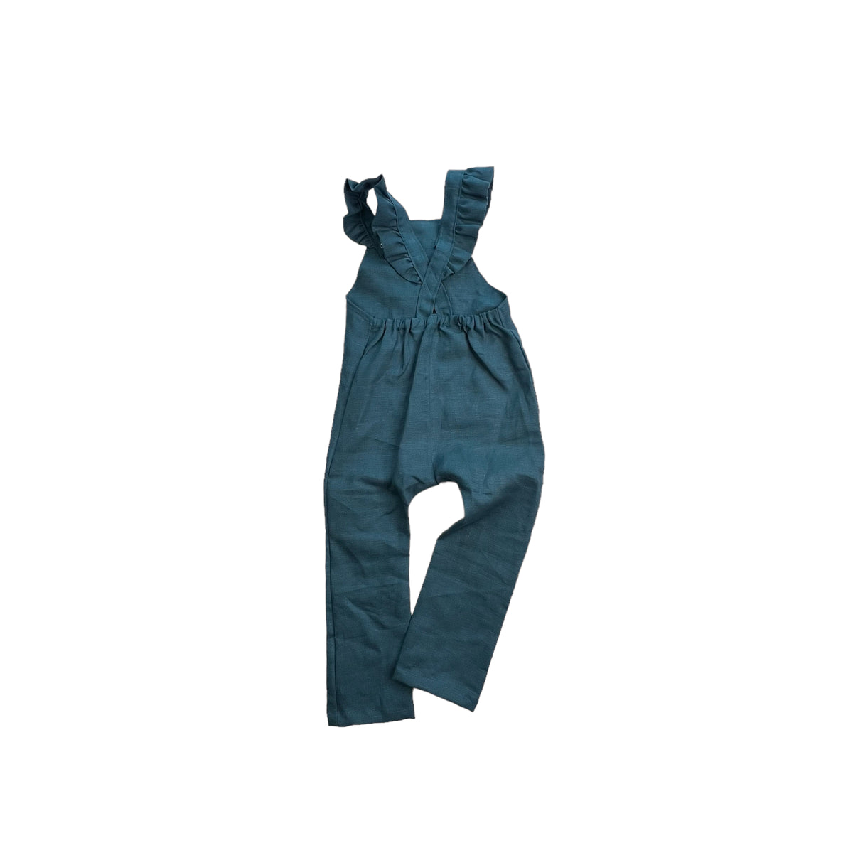 Gemma Ruffled Overalls in 'Spruce Linen' - Ready To Ship