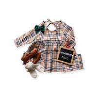 Aria Tunic with  Pockets in ' Gingerbread Plaid' - Ready To Ship