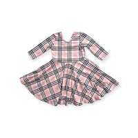 Elle Twirl Dress [3/4 Sleeve] in 'Biscotti Plaid' -Ready to Ship