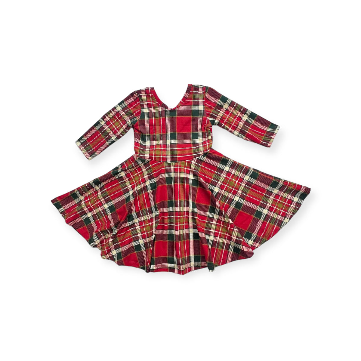 Elle Twirl Dress [3/4 Sleeve] in 'Classic Plaid' -Ready to Ship
