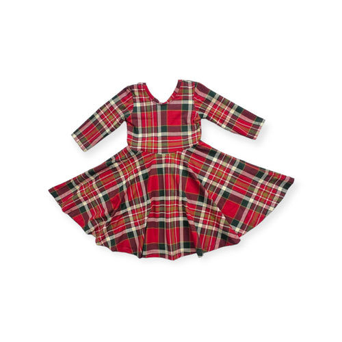 Elle Twirl Dress [3/4 Sleeve] in 'Classic Plaid' -Ready to Ship