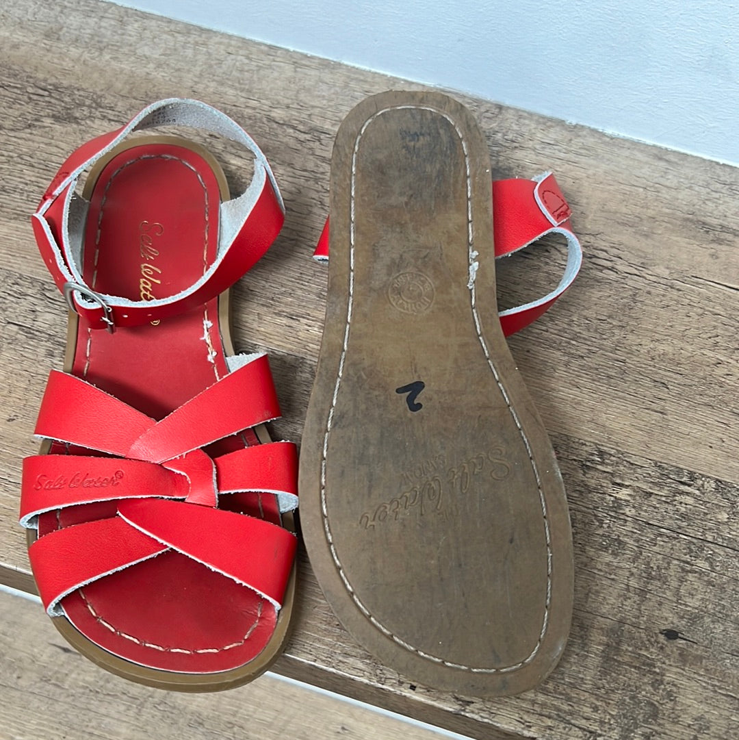 Saltwater Sandals | Size 4 Youth| Shoe | Red | Pre-Loved