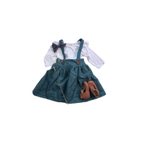 Savannah Suspender Skirt in ‘Spruce Linen ’- Ready to Ship