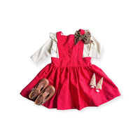 Heidi Pinafore in 'Ruby Dots' - Ready To Ship