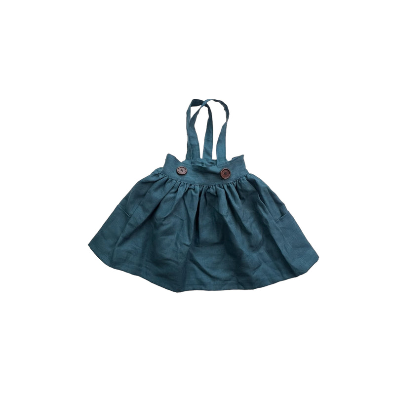 Savannah Suspender Skirt in ‘Spruce Linen ’- Ready to Ship