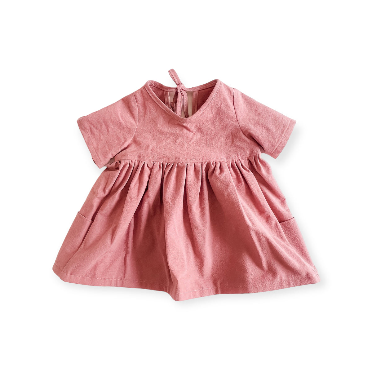 Nora Short-Sleeved Tunic with Pockets in 'Desert Rose Crepe' - Ready To Ship