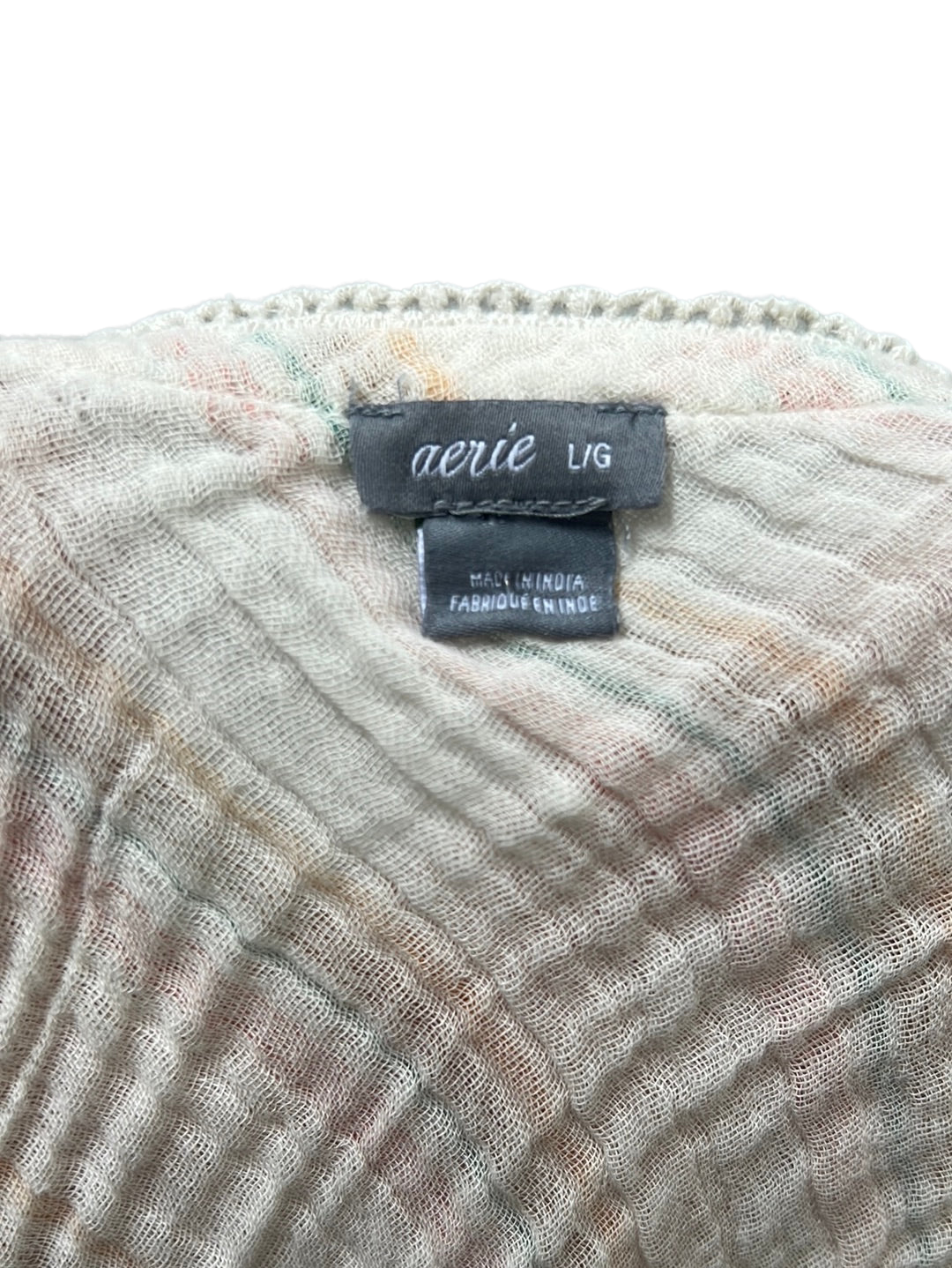 Aerie, Size L, Shirt, Cream Stripe