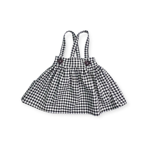 Savannah Suspender  Skirt in ‘Black and Ivory Check'- Ready to Ship