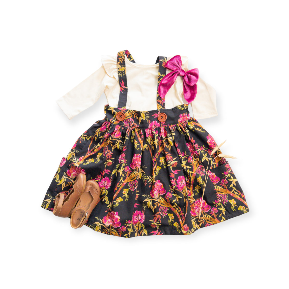 Savannah Suspender  Skirt in ‘Vivid Rose'- Ready to Ship