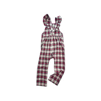 Gemma Ruffled Overalls in 'Milk and Cookies Plaid' - Ready To Ship