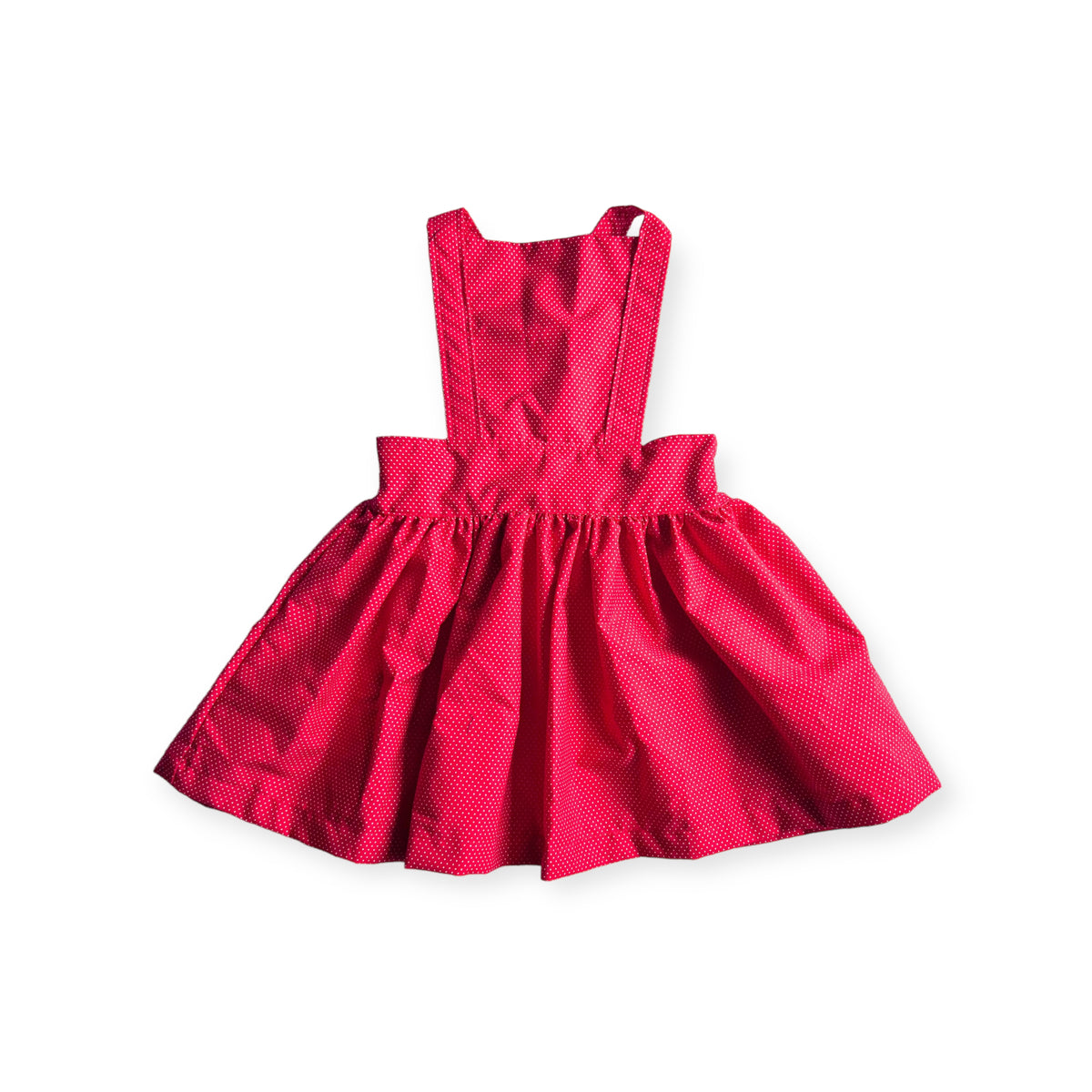 Heidi Pinafore in 'Ruby Dots' - Ready To Ship
