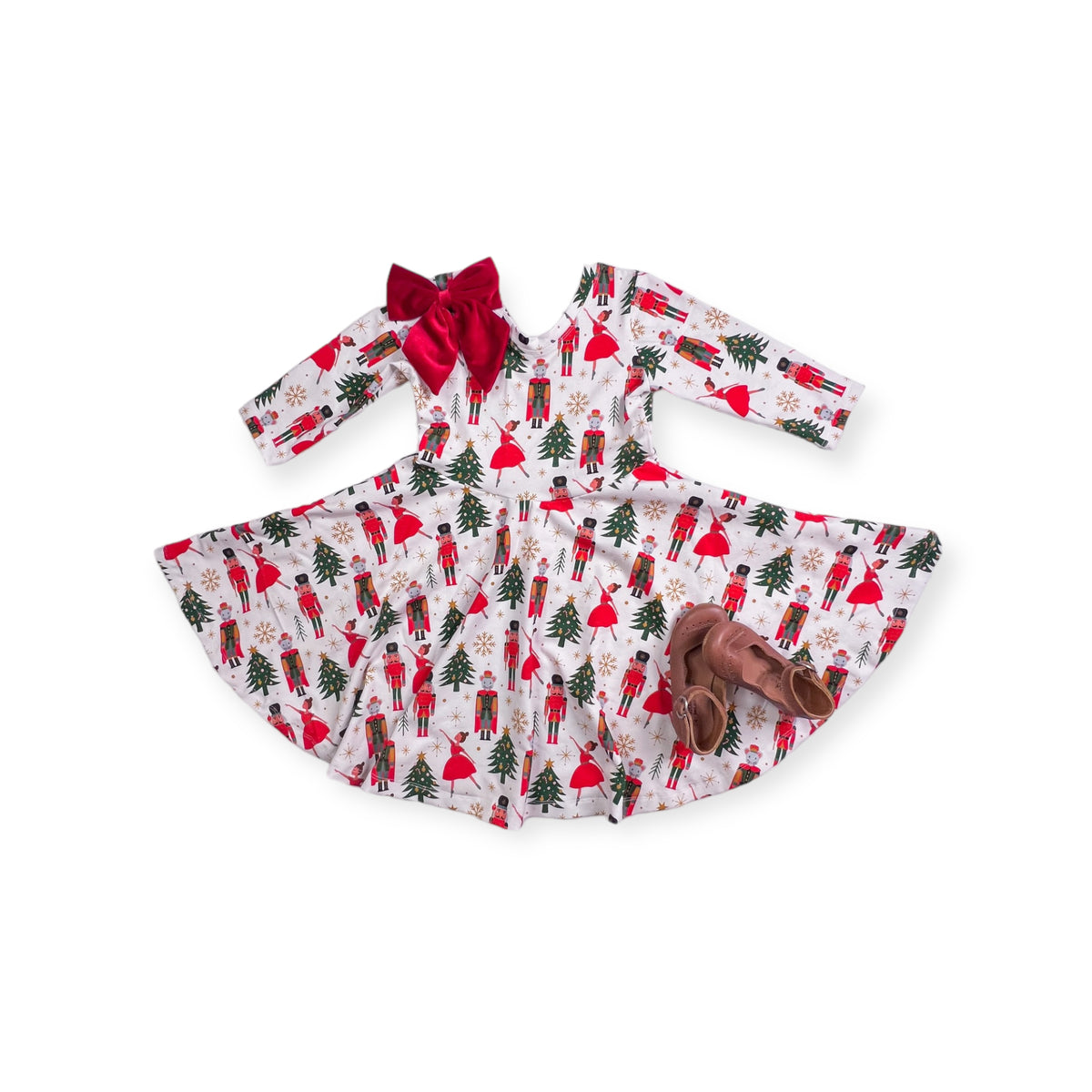 Elle Twirl Dress [3/4 Sleeve] in 'Nutcracker' -Ready to Ship