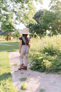 Gemma Ruffled Overalls in 'Milk and Cookies Plaid' - Ready To Ship