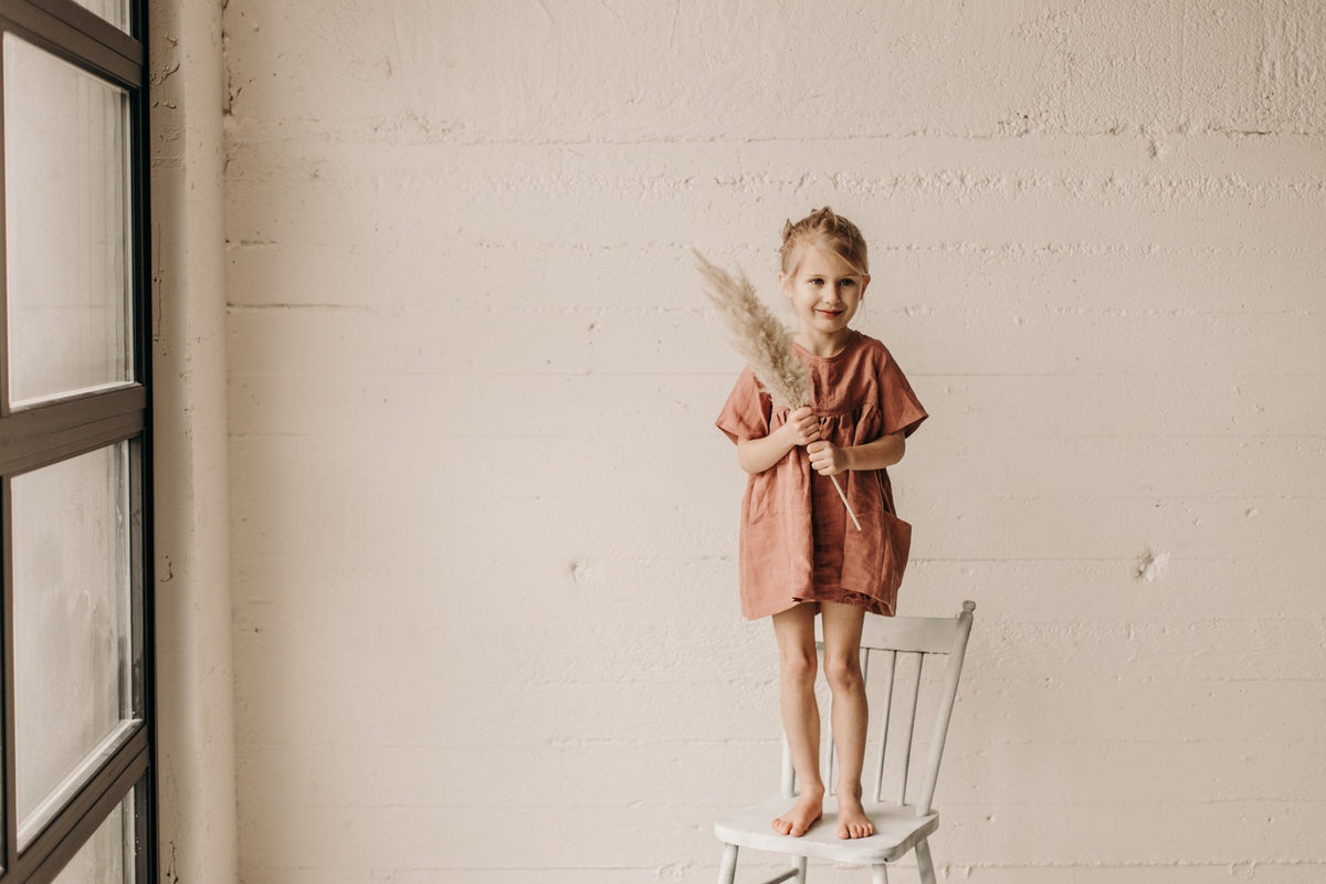 Nora Short-Sleeved Tunic with  Pockets  in ‘Petite Citron' - Ready To Ship