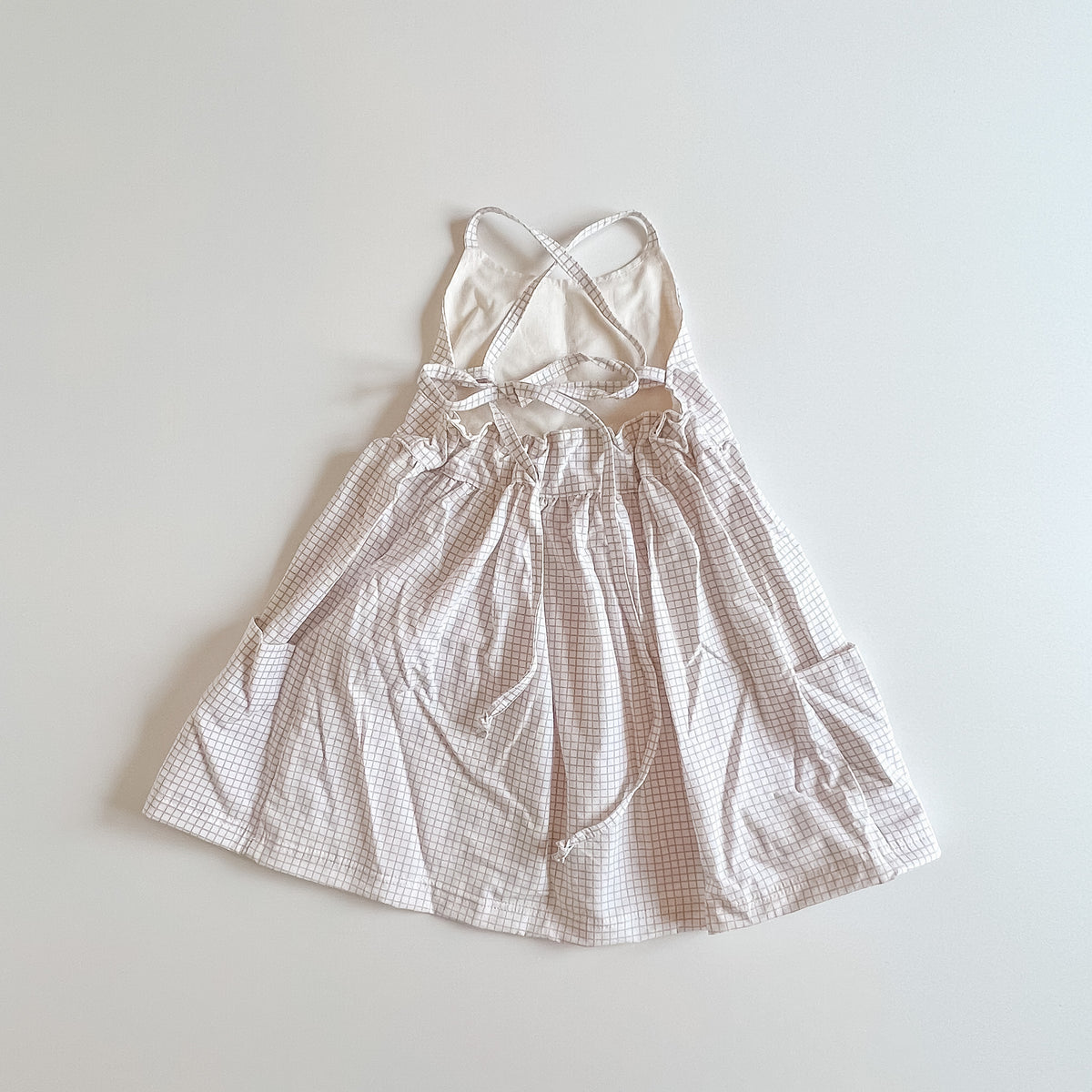 Freya Dress with Market Pockets in 'Reclaimed Cream Windowpane' - Ready To Ship