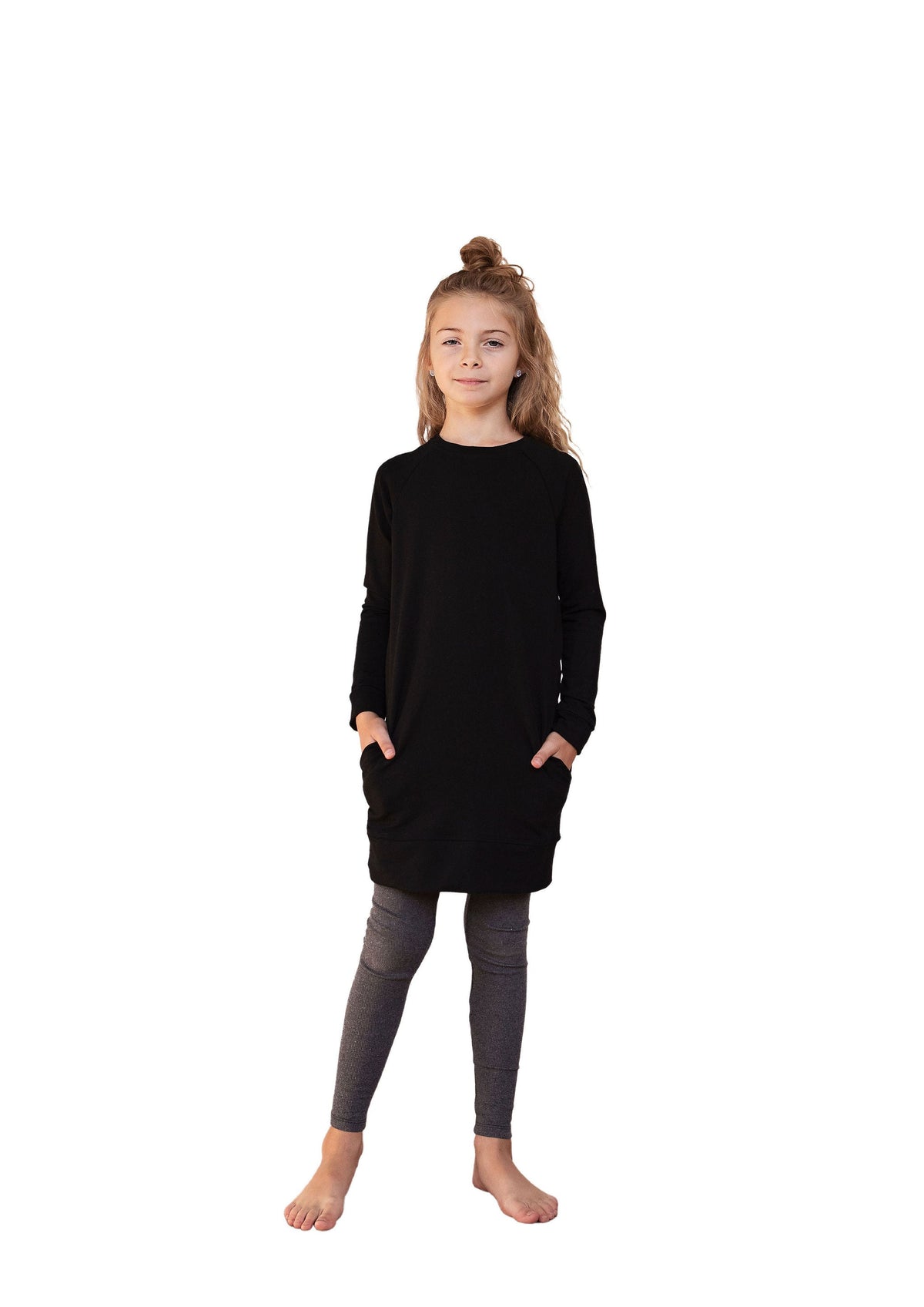 knit dress + sweater + tights + flats - Here's looking at me kid