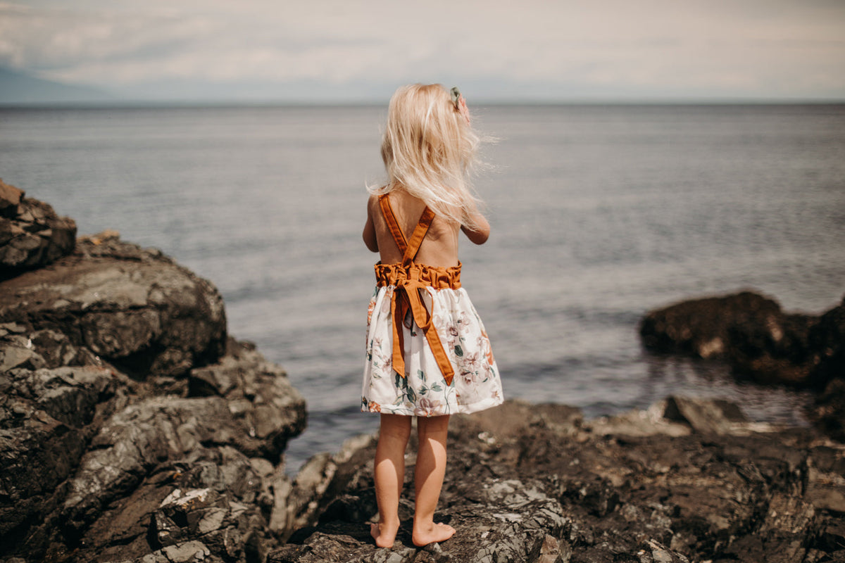 Heidi Pinafore in 'Ruby Dots' - Ready To Ship