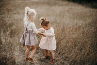 Heidi Pinafore in 'Dotty Chambray' - Ready To Ship