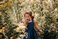 Heidi Pinafore in 'Dotty Chambray' - Ready To Ship