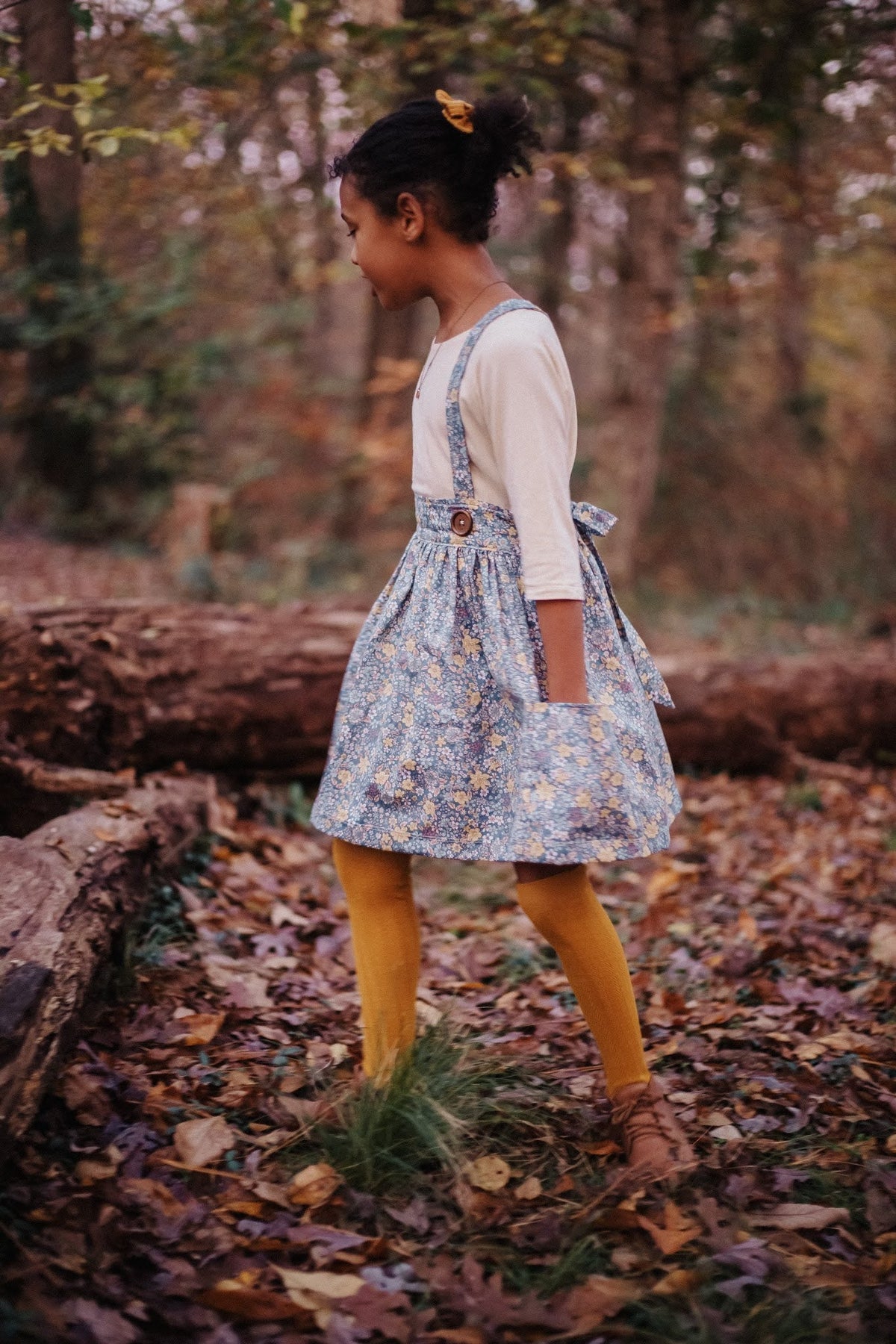 Savannah Suspender Skirt in ‘Azul Garden ’- Ready to Ship