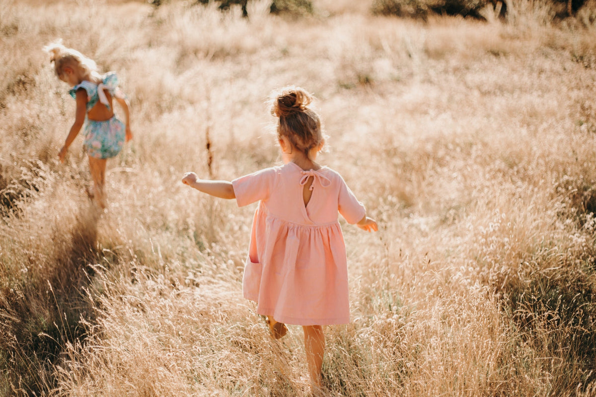 Nora Short-Sleeved Tunic with  Pockets in 'Puppy Party' - Ready To Ship