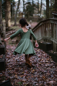 Elle Twirl Dress [Cap Sleeve] in 'Olive Branch' - Ready To Ship