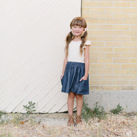 Christiana Skirt in ‘Dotty Chambray' - Ready To Ship