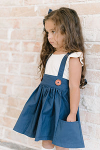 Savannah Suspender Skirt in ‘Azul Garden ’- Ready to Ship