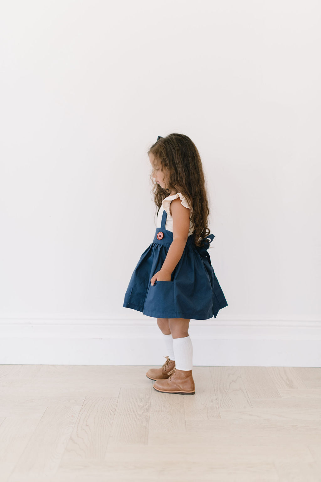 Savannah Suspender Skirt in ‘Azul Garden ’- Ready to Ship