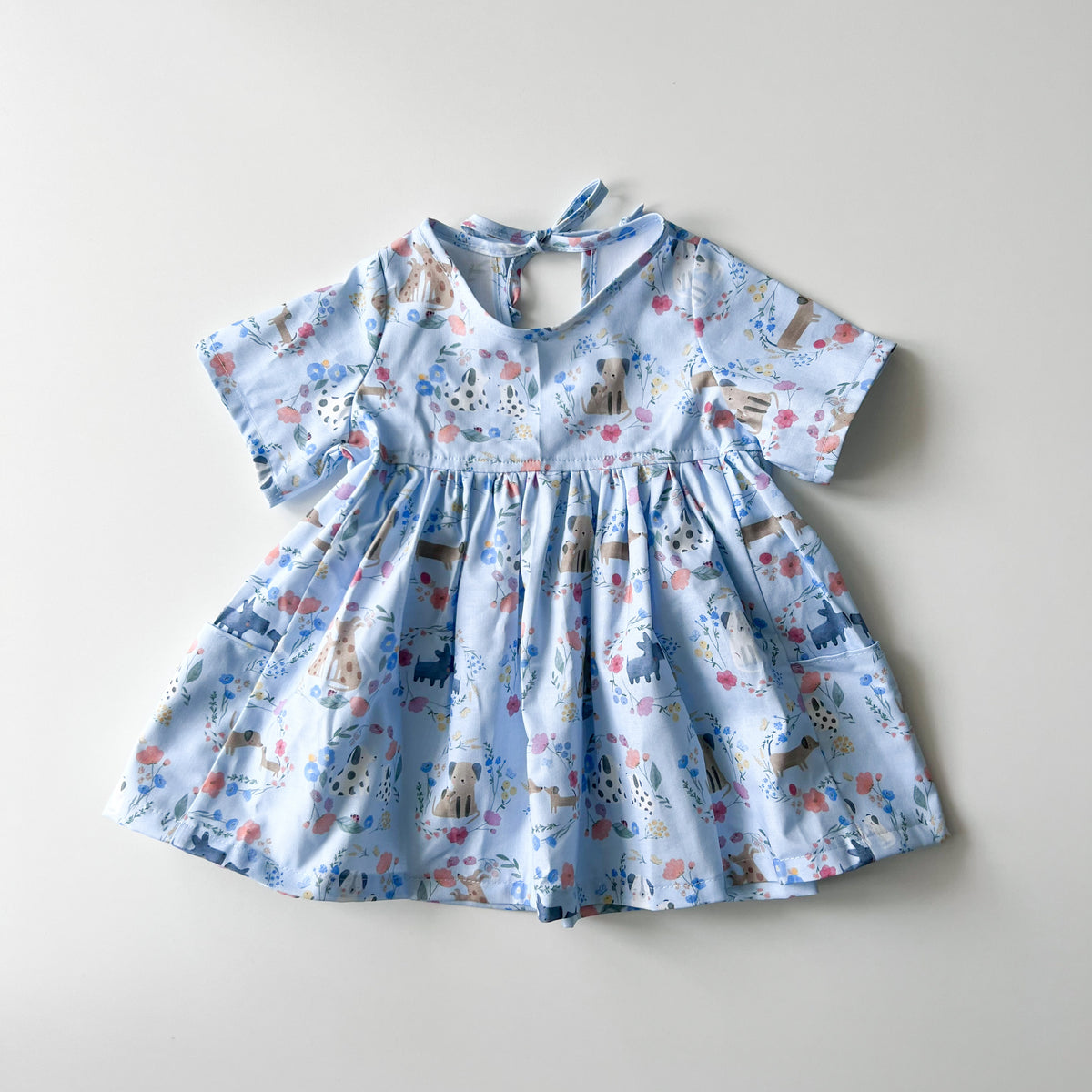 Nora Short-Sleeved Tunic with  Pockets in 'Puppy Party' - Ready To Ship