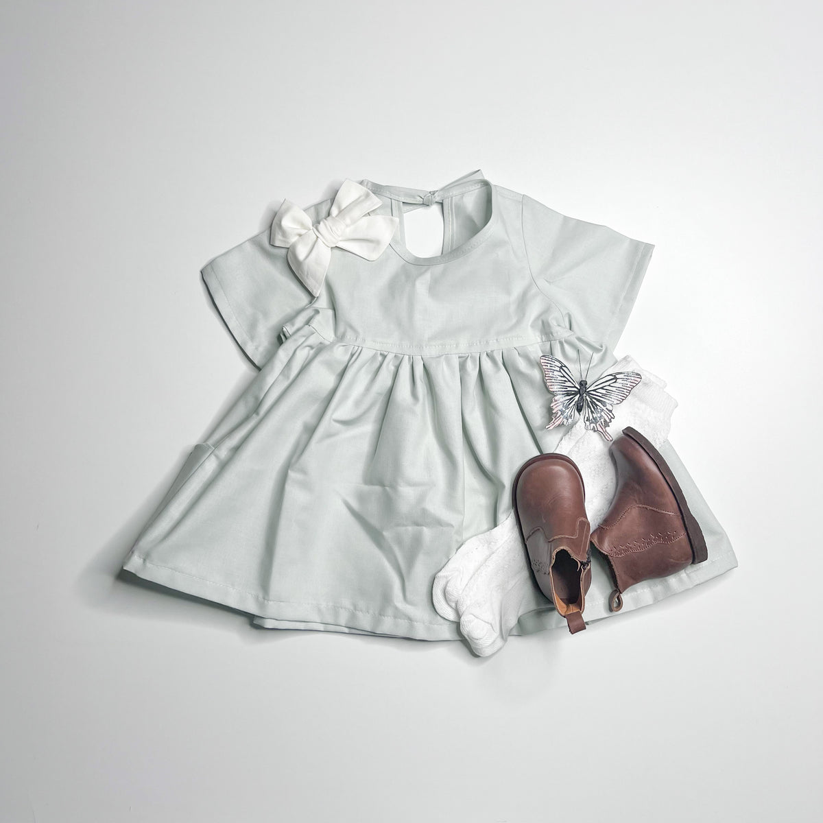 Nora Short-Sleeved Tunic with Pockets in 'Rainwater - Ready To Ship