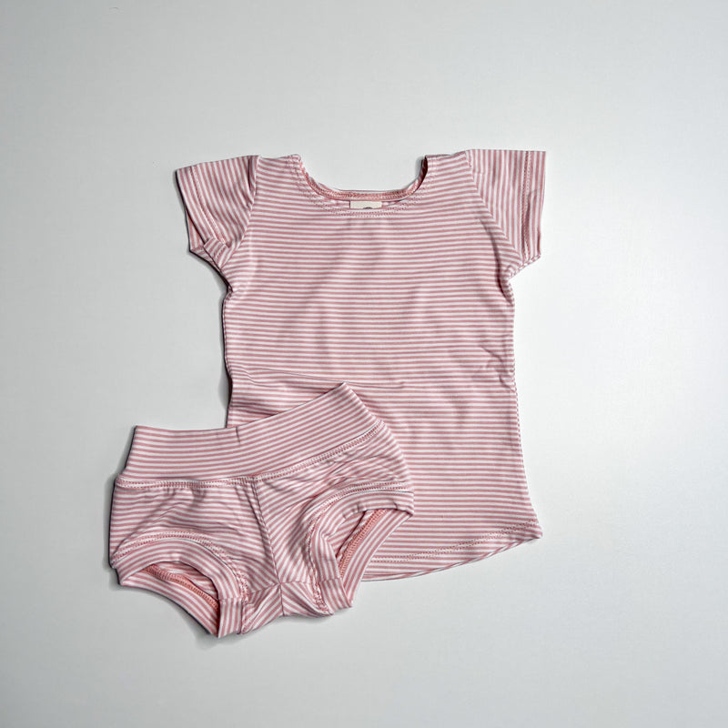 Hallie Top in 'Sunset Pink Mini  Stripe' - Ready To Ship
