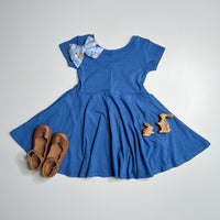Elle Twirl Dress [Cap Sleeve] in 'Atlantic Blue - Ready To Ship