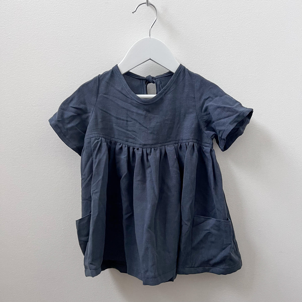 Nora Short-Sleeved Tunic with  Pockets in 'Smoke ' - Ready To Ship