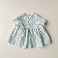 Nora Short-Sleeved Tunic with  Pockets in 'Reclaimed Sky Vines' - Ready To Ship