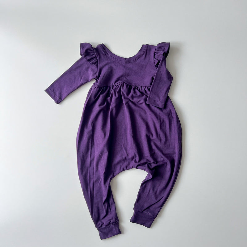 Liberty Romper [3/4 with Flutter Sleeve] in 'Ultraviolet' - Ready To Ship