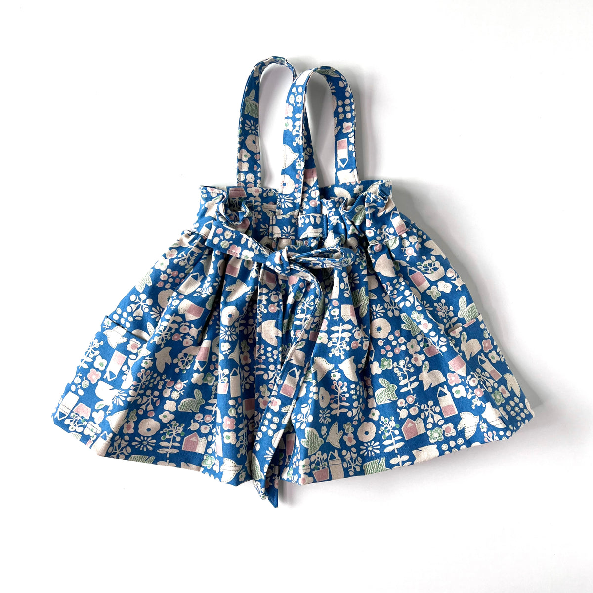 Savannah Suspender Skirt in ‘Azul Garden ’- Ready to Ship