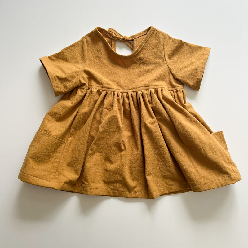 Nora Short-Sleeved Tunic with  Pockets in 'Saffron Crepe' - Ready To Ship