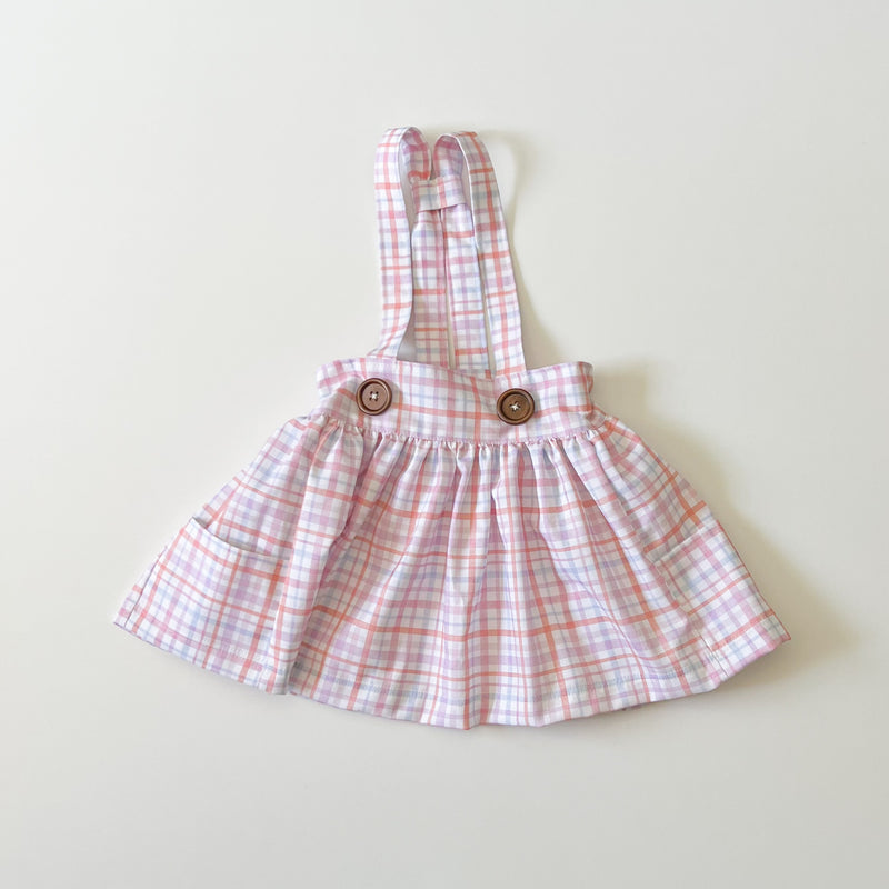 Savannah Suspender Skirt in ‘Candy Plaid’- Ready to Ship