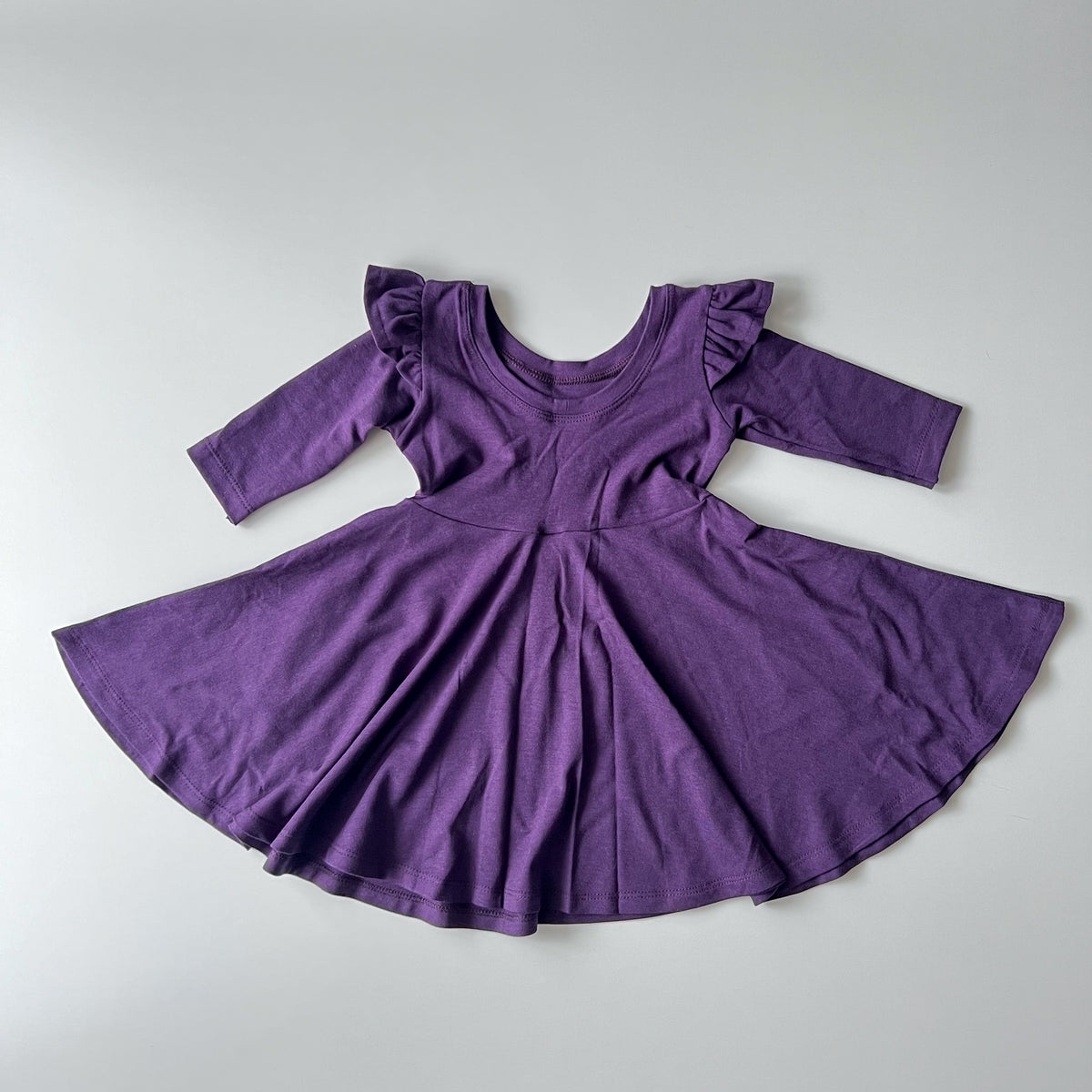 Elle Twirl Dress [3/4 Sleeve With Flutter] in 'Ultraviolet' - Ready To Ship