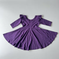 Elle Twirl Dress [3/4 Sleeve With Flutter] in 'Ultraviolet' - Ready To Ship