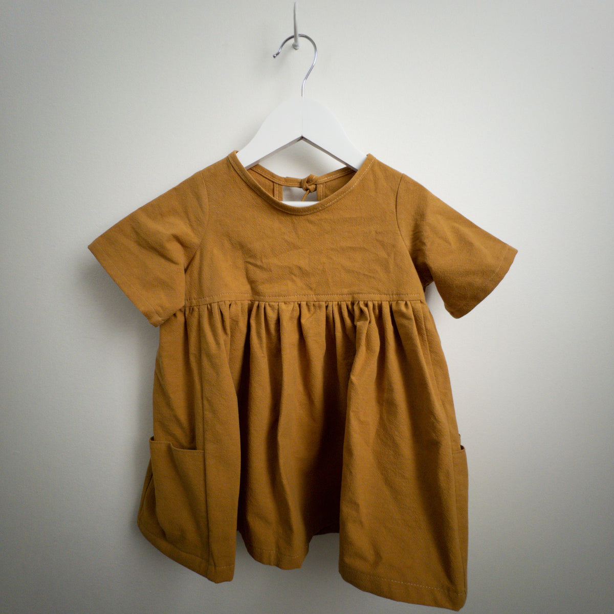 Nora Short-Sleeved Tunic with  Pockets in 'Saffron Crepe' - Ready To Ship