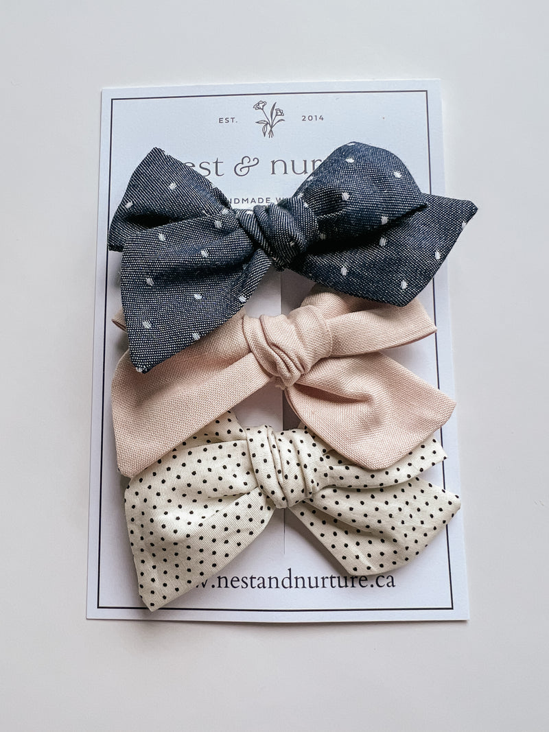 The Classics  || Trio || Handtied Mini Bow Bundle