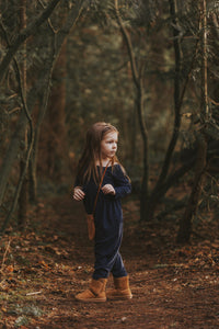Liberty Romper [3/4 with Flutter Sleeve] in 'Deep Sea' - Ready To Ship