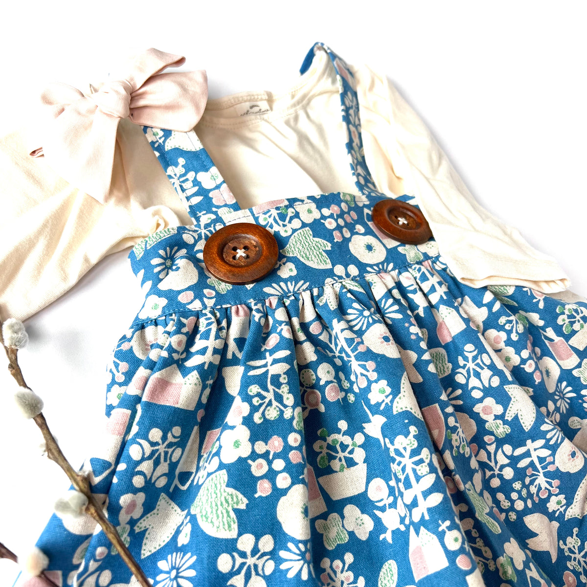 Savannah Suspender Skirt in ‘Azul Garden ’- Ready to Ship