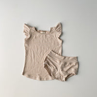 Tilly Tank/Billy Bloomers Set in 'Fawn Wide Stripe' - Ready To Ship