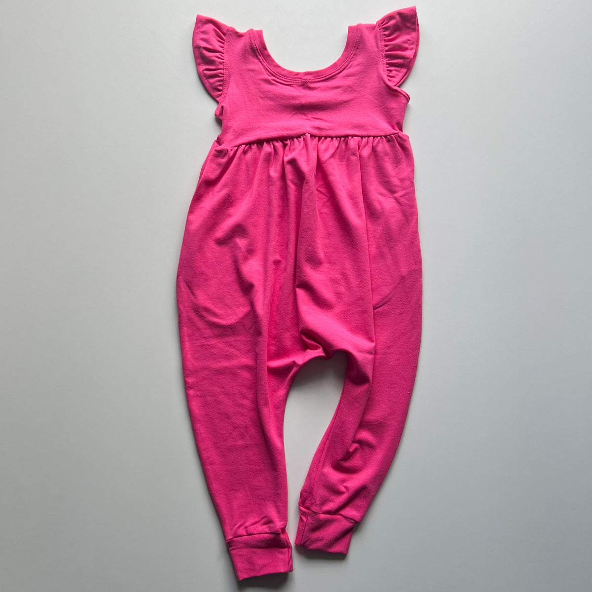 Liberty Romper [Flutter Sleeve] in 'Flamingo' - Ready To Ship