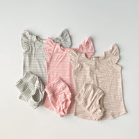 Tilly Tank/Billy Bloomers Set in 'Fawn Wide Stripe' - Ready To Ship